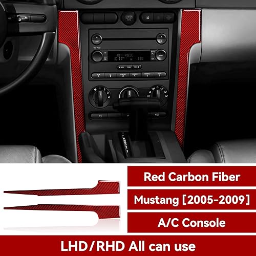 Miniatura 2 de Adhesivo de fibra de carbono para coche izquierda de radio AC consola interior cubierta para Ford Mustang 2005 2006 2007 2008 2009 Accesorios