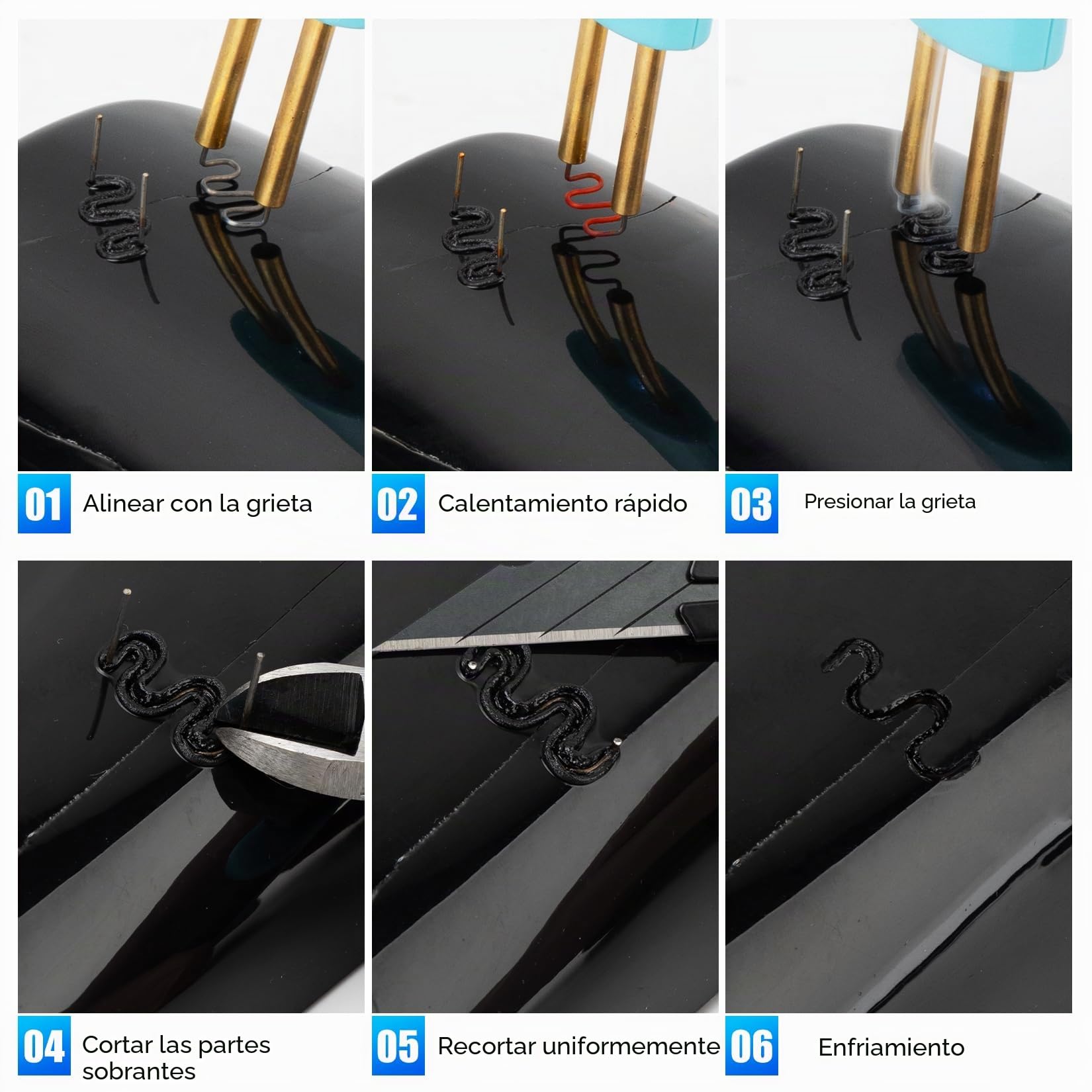 SHALL Soldador de plástico inalámbrico - Kit de grapadoras de 200 piezas - Grapadora caliente - Para reparación de plástico, parachoques y juguetes