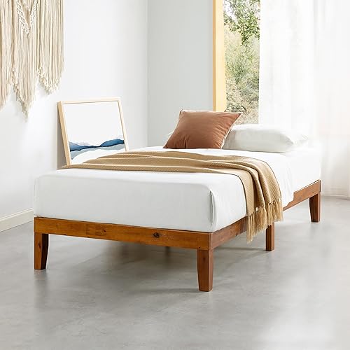 Miniatura 27 de Mellow Naturalista Classic - Cama de plataforma de madera maciza de 12 pulgadas con listones de madera, no necesita somier, fácil montaje, tamaño