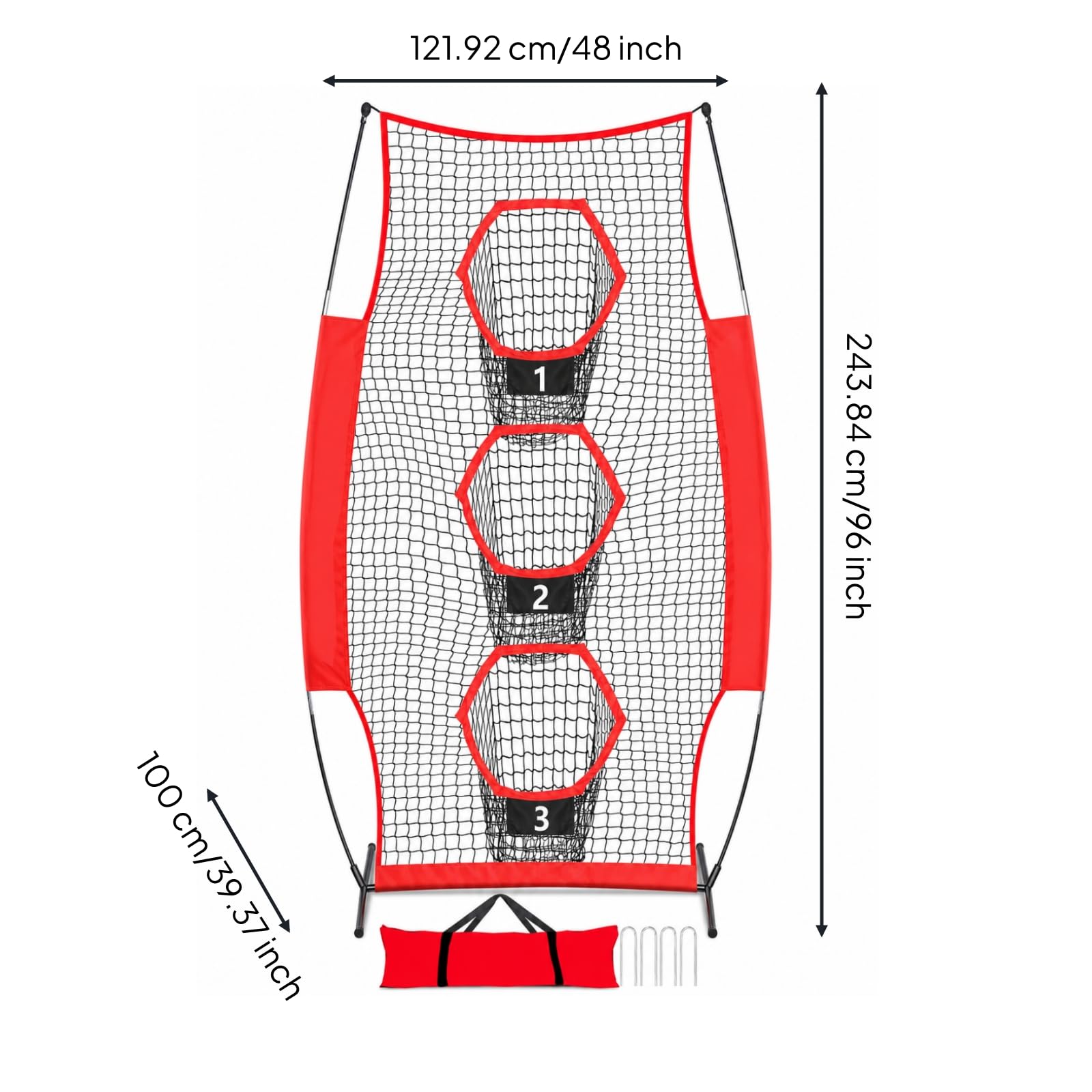 Rete da Allenamento Calcio Portatile Rete Bersaglio Calcio Porta da Lancio Base Stabile Resistenti Picchetti Inclusi Borsa con Tracolla Ferro E