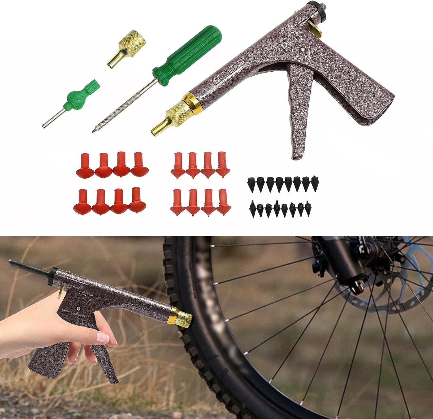 Generisch Auto Tubeless Reifenreparaturset mit Pilzstopfen – Kompatibel mit Motorrädern, Rollern und Fahrrädern – Für schnelle und dauerhafte ReifenreparaturenBlack,One Size