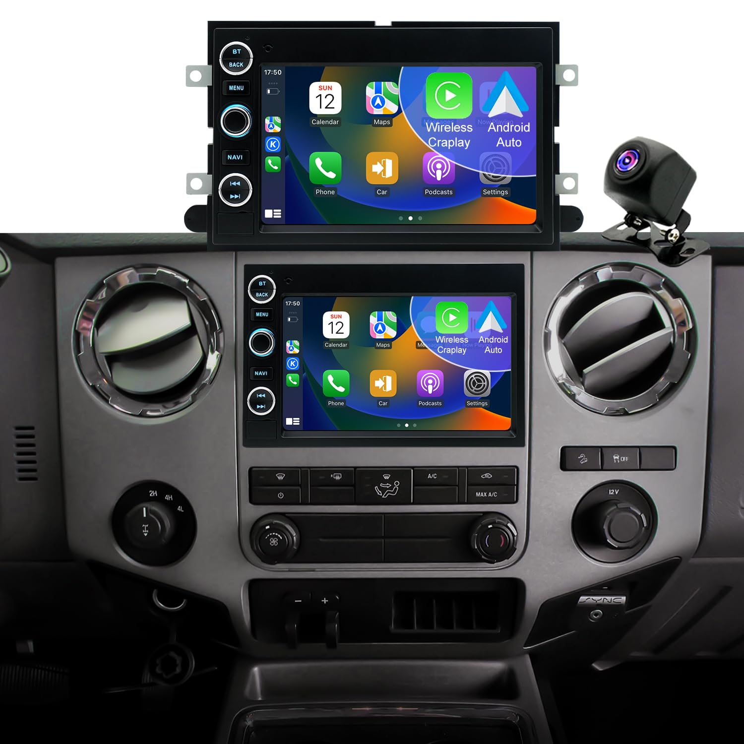 Radio Upgrade for Ford F150 2004-2008, F250 2006-2016, Ford E150/E250/E350 2009-2014, Expedition 2007-2014, Explorer Escape 7inch Touchscreen Car