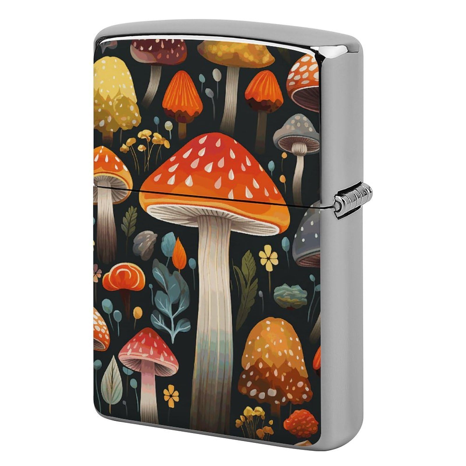 Colorful Mushroom Lighter Case Vintage Metal Lighter Cover Reusable Lighter Protective Sleeve Unique Design Personalized Lighter Sleeve Holder Against Dust and Scratches