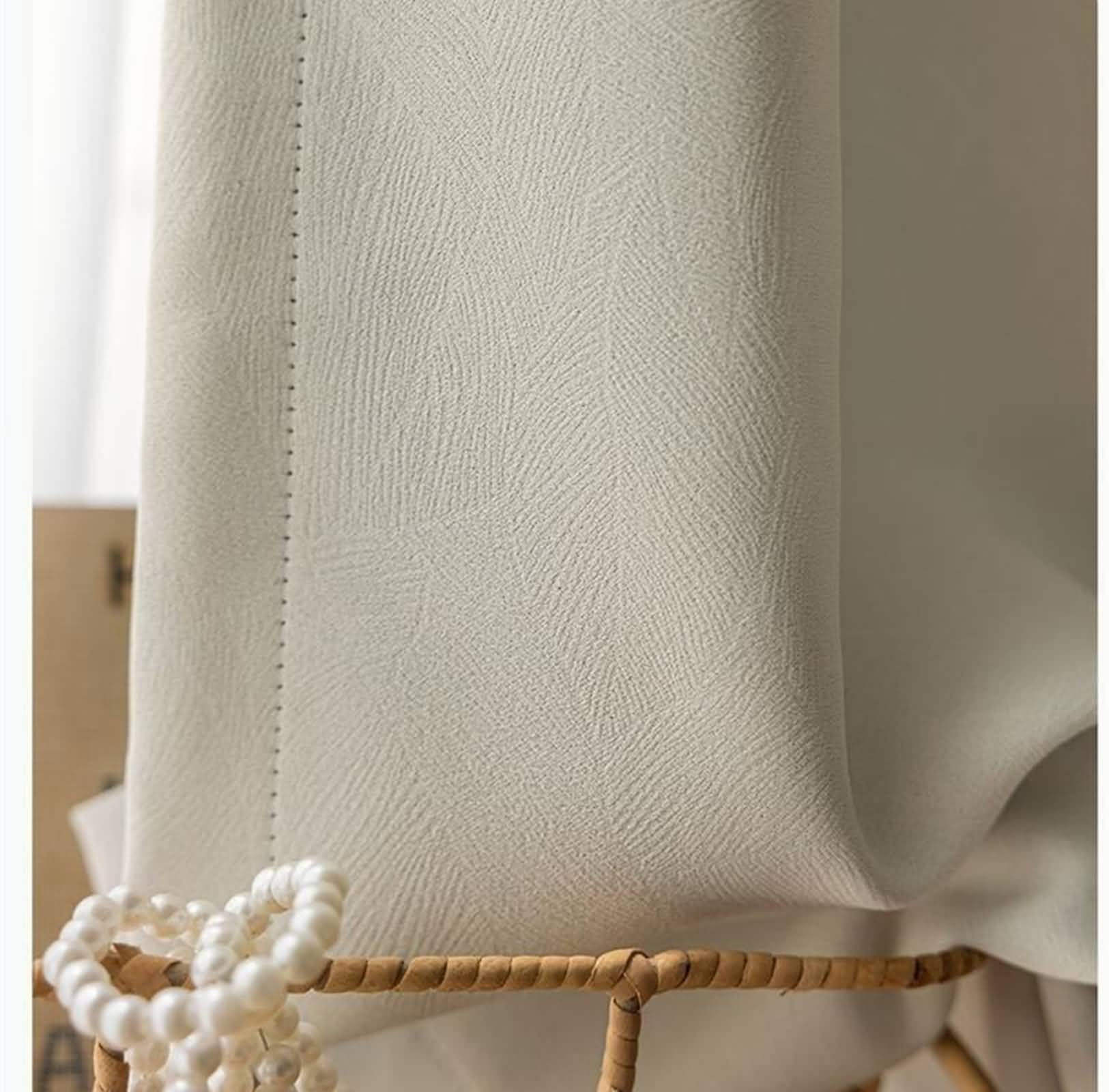 Firanka kuchenna w stylu boho, jasna morela, jednokolorowa, poliester, zestaw 2 sztuk, 86 x 214 cm (dł. x szer. x wys.)