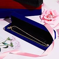 Vista 5 de MTLEE Vitrina de terciopelo para guardar joyas, collares, anillos, pulseras, cajas de joyería de terciopelo púrpura rojo, azul, negro, cajas