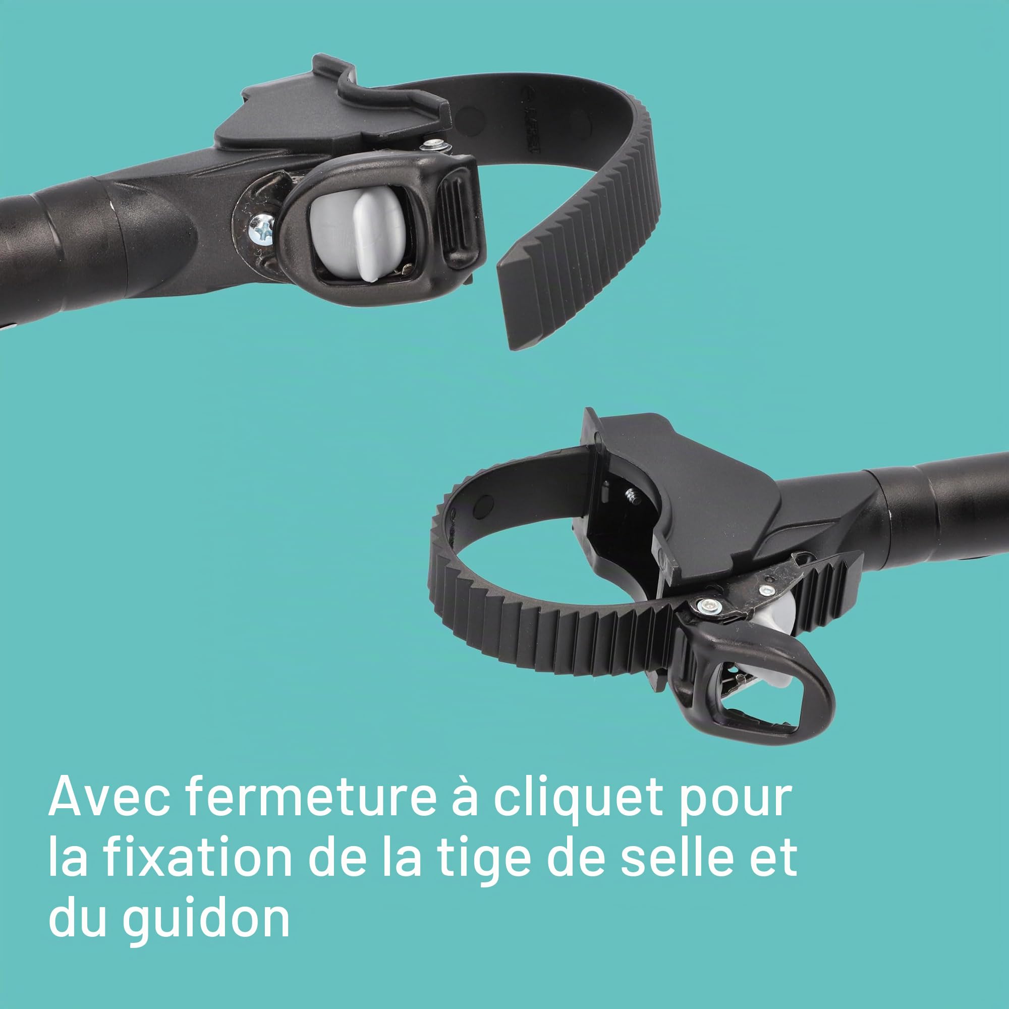 FISCHER Adaptateur de Cadre de vélo, Adaptateur Variable pour Un Transport sûr et Pratique, Compatible avec des Tubes jusqu'à 6 cm de diamètre, Distance jusqu'à 65 cm Entre la Tige de Selle et Le