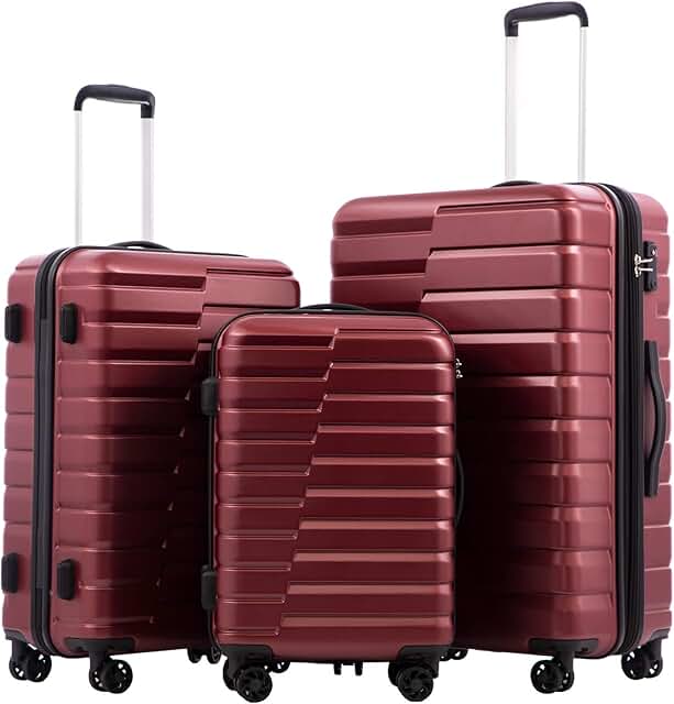 Coolife 3 Piece Hard Shell Luggage Set