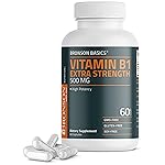 Bronson Vitamin B1 Extra Strength 500 MG High Potency Non-GMO, 60 Capsules