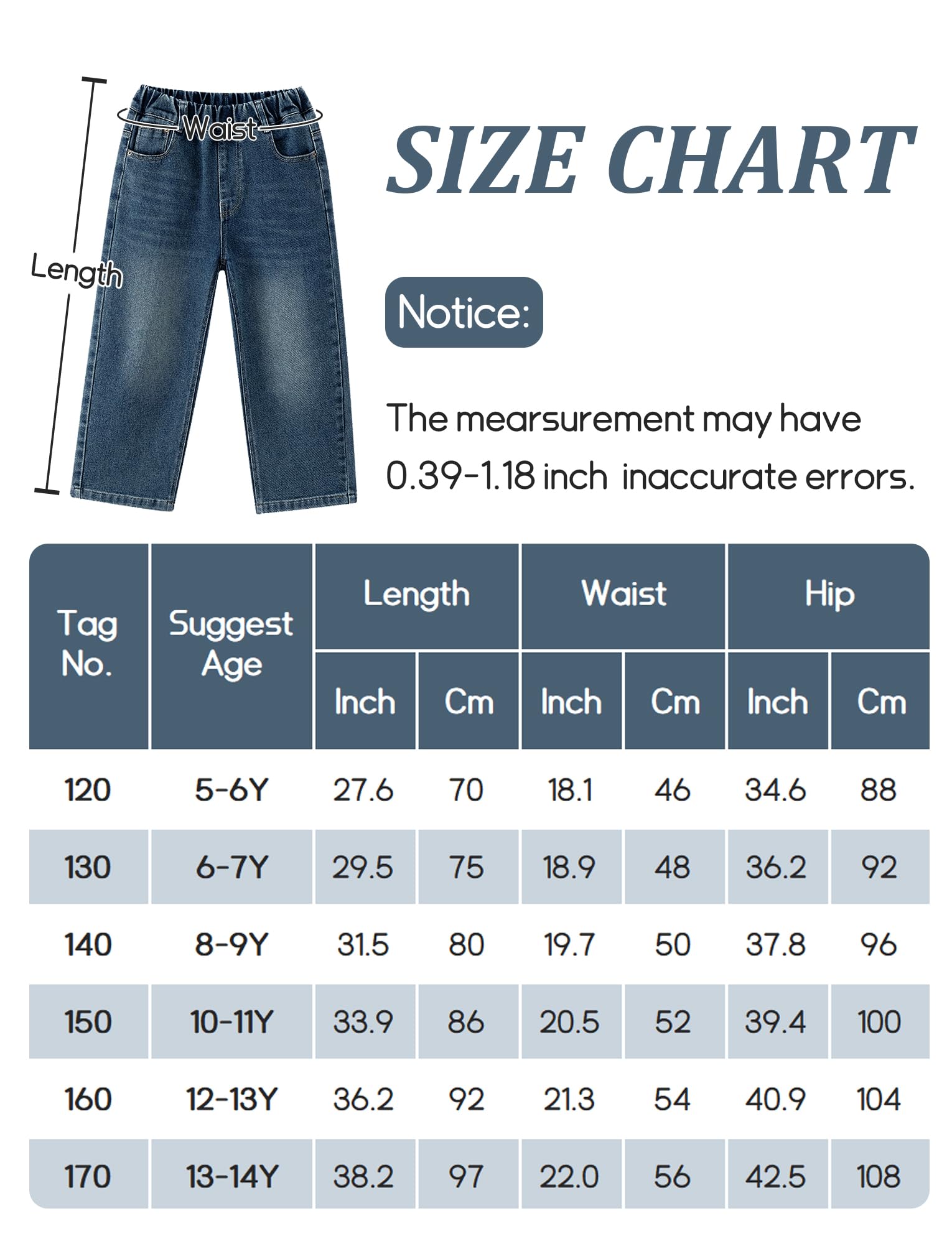 FEOYA Garçon Jeans La Mode Lâche Enfant Pantalon Baggy Printemps Ado Loisirs Automne Jambes Larges Sport Classique Ceinture Élastique Cylindre Droit Solide 5-14 Ans