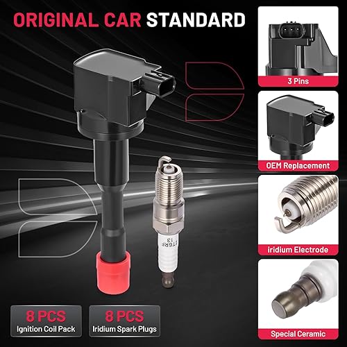Vista 94 de BDFHYK Paquete de bobinas de encendido y bujías de iridio compatibles con Acura RSX Honda Accord Civic CR-V Element repuesto para UF583 UF311