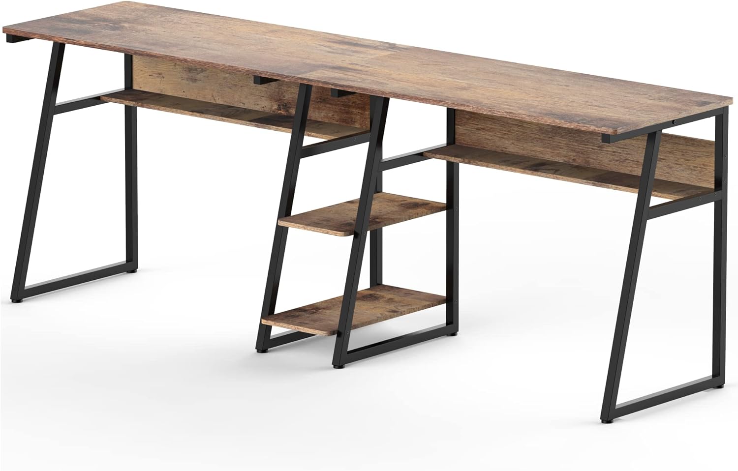 FITUEYES Computer Desk for Two Person Wood Matchwood with Storage