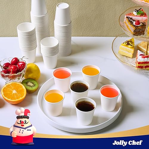 Miniatura 10 de JOLLY CHEF Paquete de 300 vasos pequeños de papel de 4 onzas, mini tazas blancas para enjuague bucal tazas de baño, tazas de café desechables de