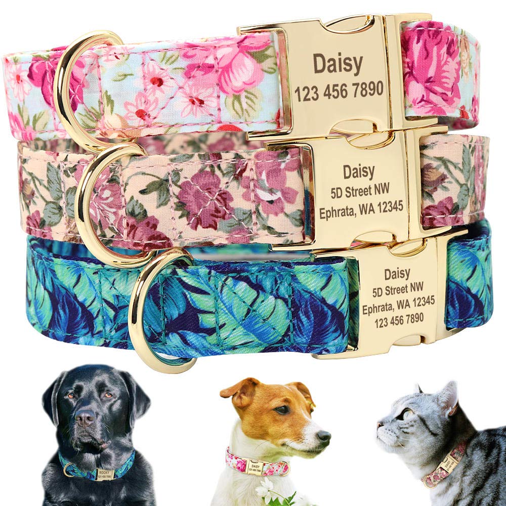 Collare per cane Collare personalizzato con targhetta per cuccioli di animali domestici Collari personalizzati per cani di taglia piccola in nylon con incisione Regolabile per cani di taglia me