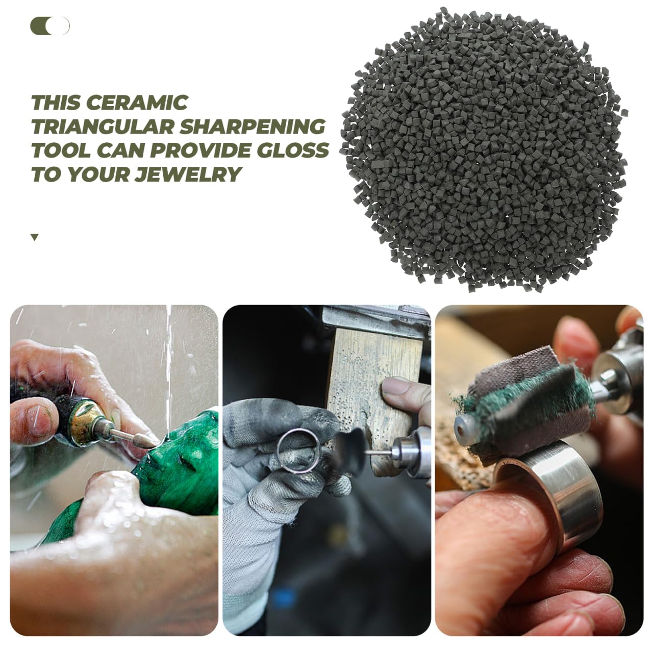 ABOOFAN Matériaux Abrasifs Triangulaires 4 Mm 500 G pour Machine à Polir en Tonneau, Abrasif pour Polissage Bijoux et Pierres, Médias de Culbutage Polyvalents pour Polisseur Industriel