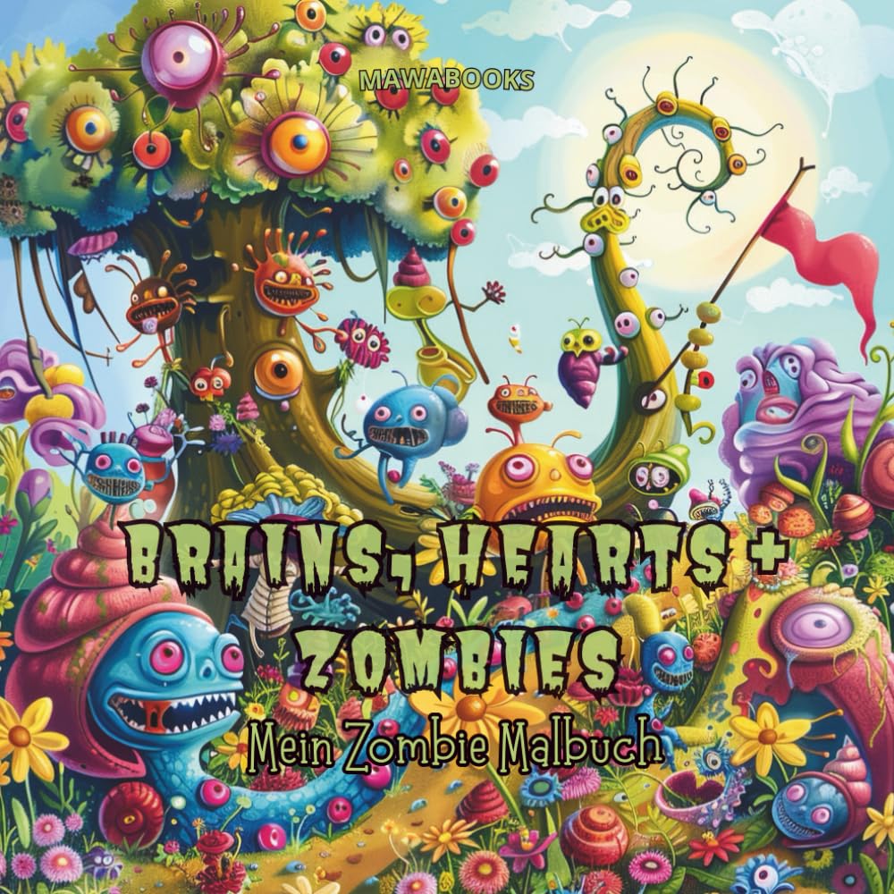 Brains, Hearts & Zombies | 50 lustige Zombie Seiten zum Ausmalen: Ein witziges Greycale-Malbuch mit 50 lustigen und skurrilen Zombie-Szenen zum ... lieben oder verrückte Zombie-Abenteuer mögen