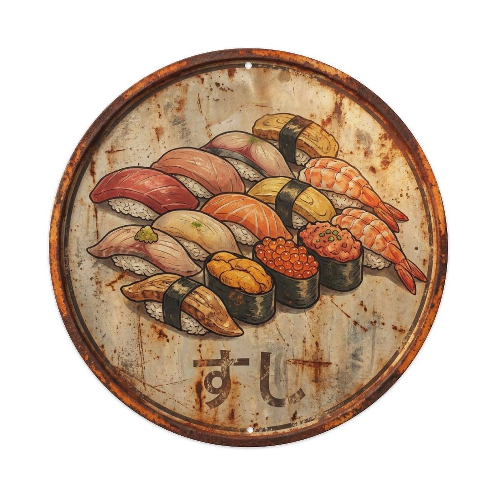 Cxhjca 8X8inch(20X20cm) Japanese Sushi Bar Retro Kitchen Restaurant Cuisine Metal Tin Sign