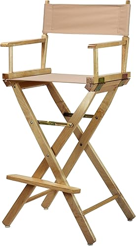 Casual Home - Silla de director de 30.0 in, marco natural, con lona bronceada, altura de barra