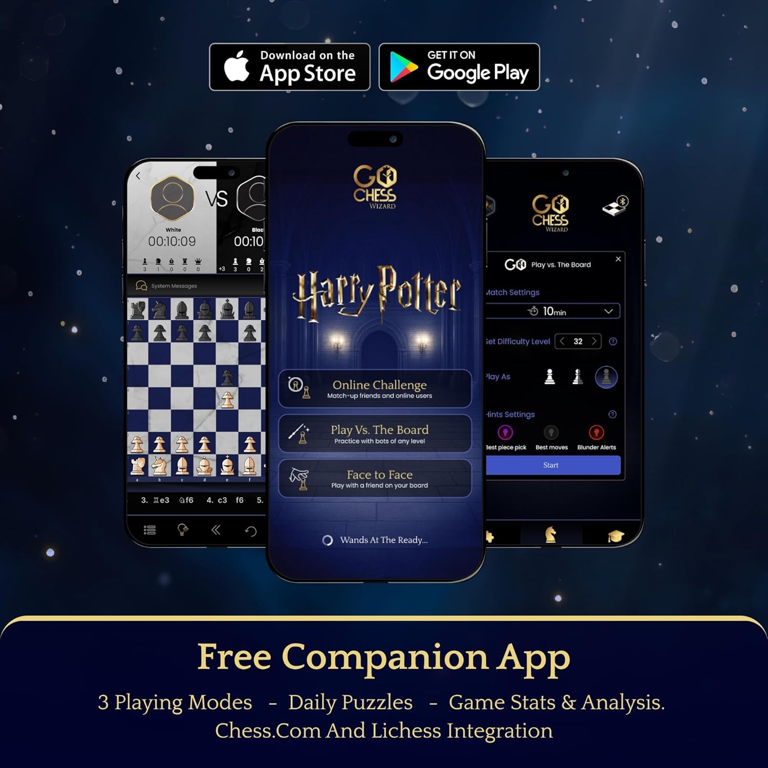 Harry Potter Electronic Chess Board Game. GoChess Mini Wizard. Light-Up Chess Set for All Skill Levels. Online Play App for Harry Potter Fans Smart Board Games Lovers