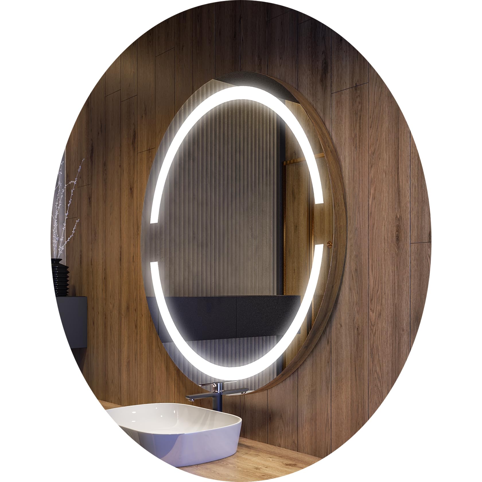 FORAM Badspiegel mit Beleuchtung - Spiegel Rund - 105x105 - Wandspiegel Nach Maß - Runder Spiegel auf Individuelle Bestellung Gefertigt - Modernes Design - Mit Rahmen