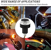 Vista 6 de AICEL - Luces LED para extremo de manillar de motocicleta, luz indicadora de giro para manillar, enchufe de extremo de agarre de manillar de 12V