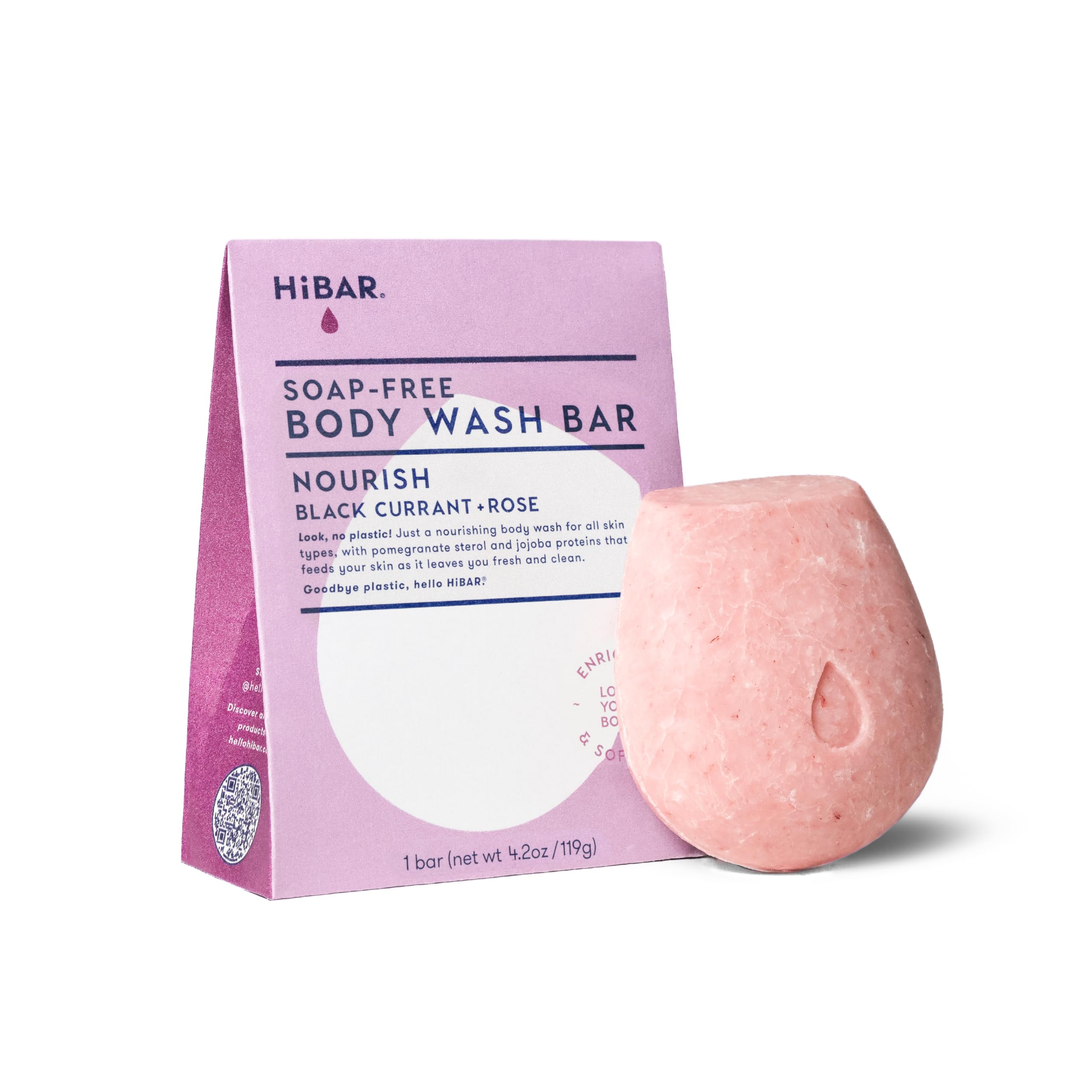 HIBAR - Nourish Solid Body Wash Bar - Replenish & Enrich - With Pomegranate Sterol & Jojoba Protein - Daily Use & Sensitive Skin - Plastic, Paraben &
