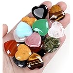 QINJIEJIE 10PCS Crystals Heart Healing Stones Rose Quartz Amethyst Polished Love Stone Palm Natural Gemstones Set Wholesale Reiki Balancing Meditation 0.8 Crystal Gifts for Women