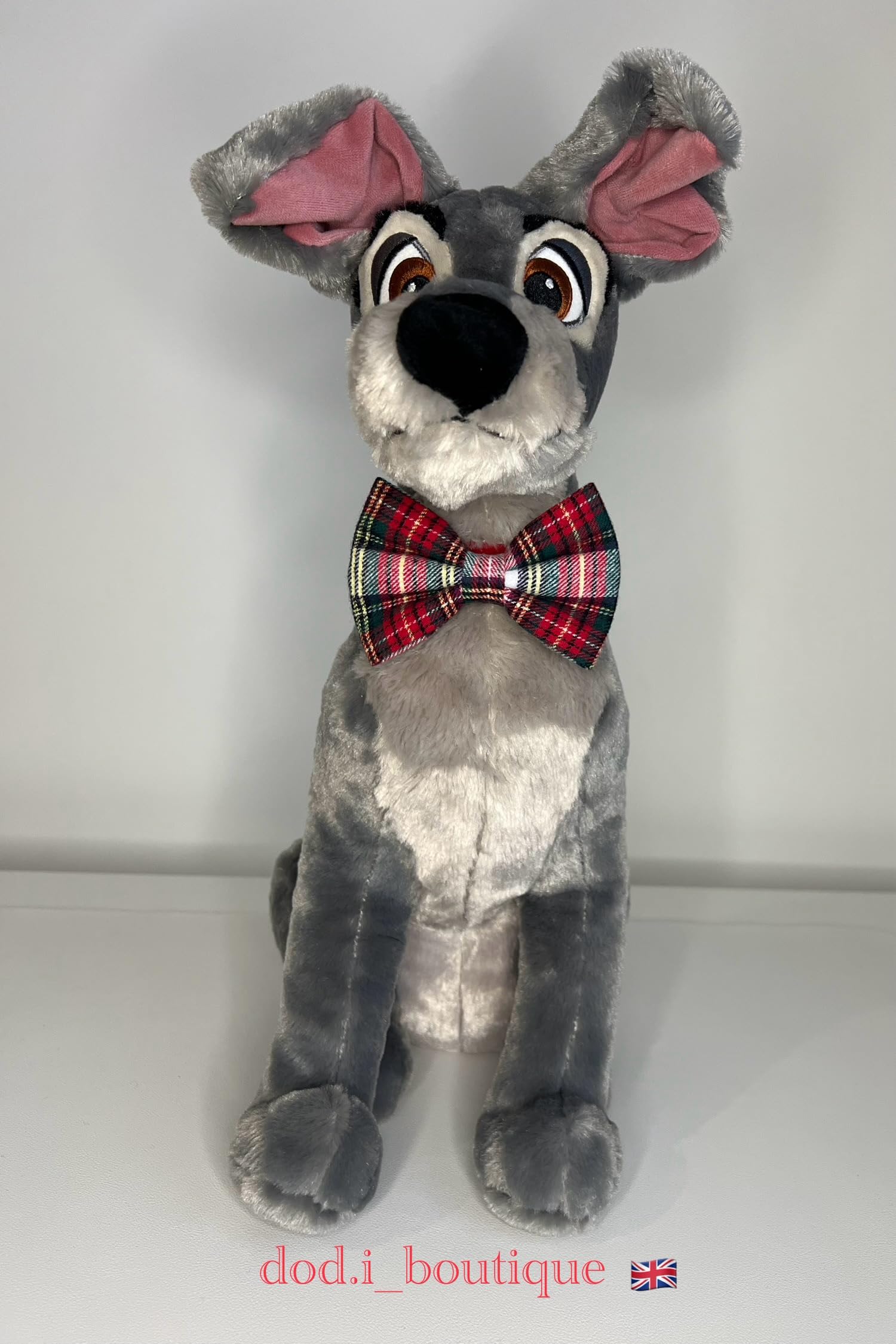 New Dogs Bow Tie Tartan woven Elastic Band attach COLLAR ACCESSORY Handmade UK (Medium Tartan white and red) - Image 4