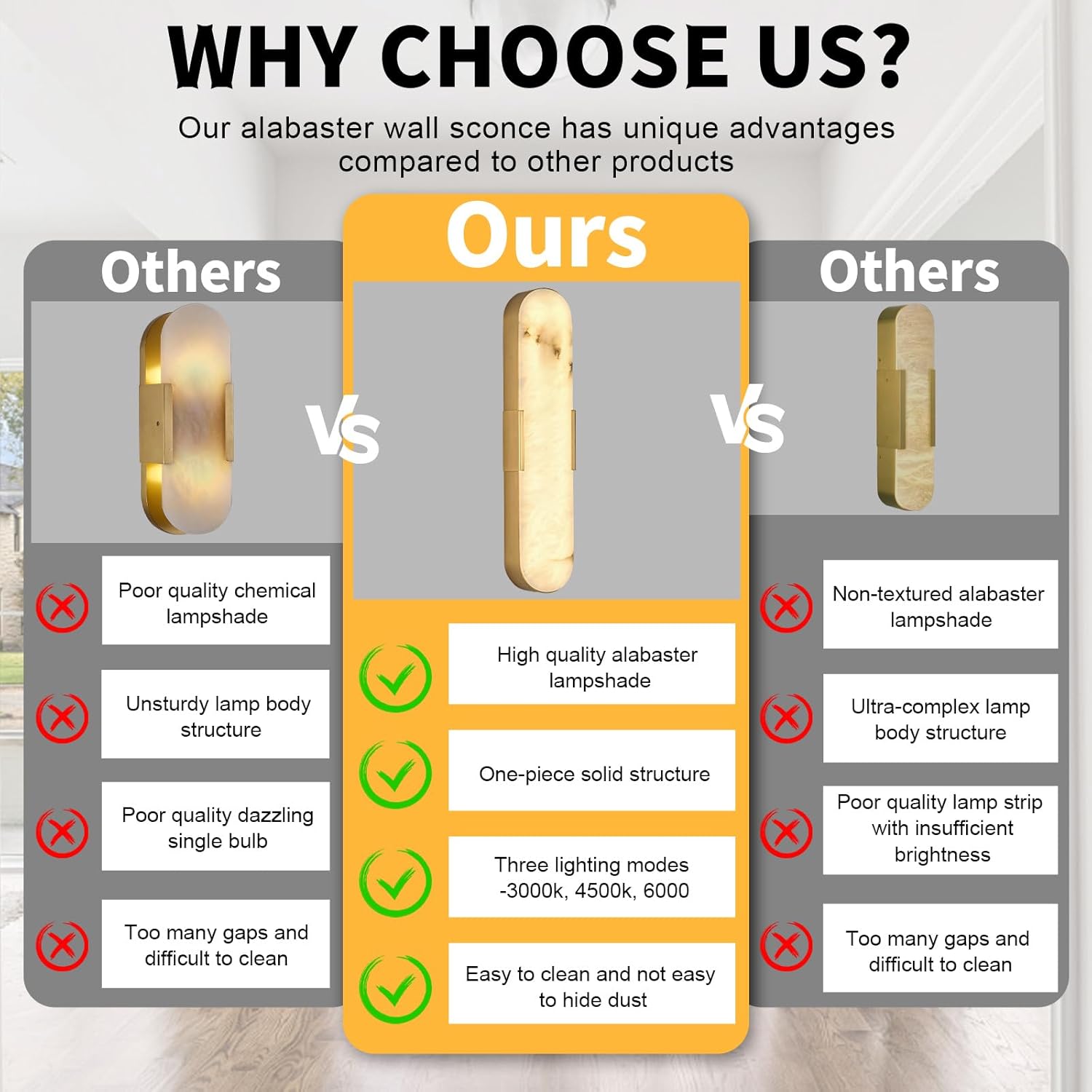 Alabaster Wall Sconce,20" Gold Natural Marble Wall Sconces Set of Two, Gypsum LED Dimmable Wall Lamps Modern Indoor LED Wall Light for Living Room, Bedroom, Porch, Dining Room, Stairway