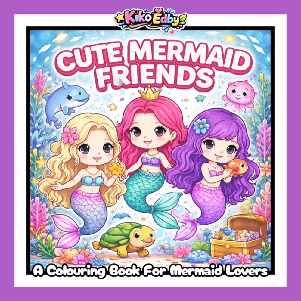 Cute Mermaid Friends: A Cute Kawaii Colouring Book for Kids Ages 4–8 with Adorable Mermaids, Sea Creatures and Fun Underwater Scenes