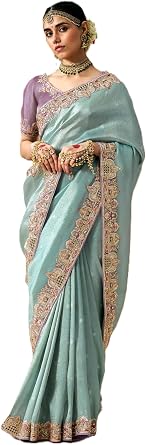 Sky Bridal Indian wedding Saree Designer Organza Womens Sari Blouse 8397