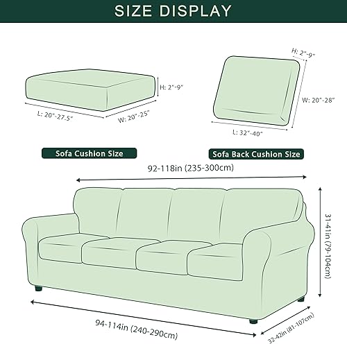Miniatura 3 de CHUN YI Funda elástica para sofá de gran tamaño, funda de sofá de 9 piezas, funda de sofá de 4 plazas con 4 respaldos individuales y abrigo de