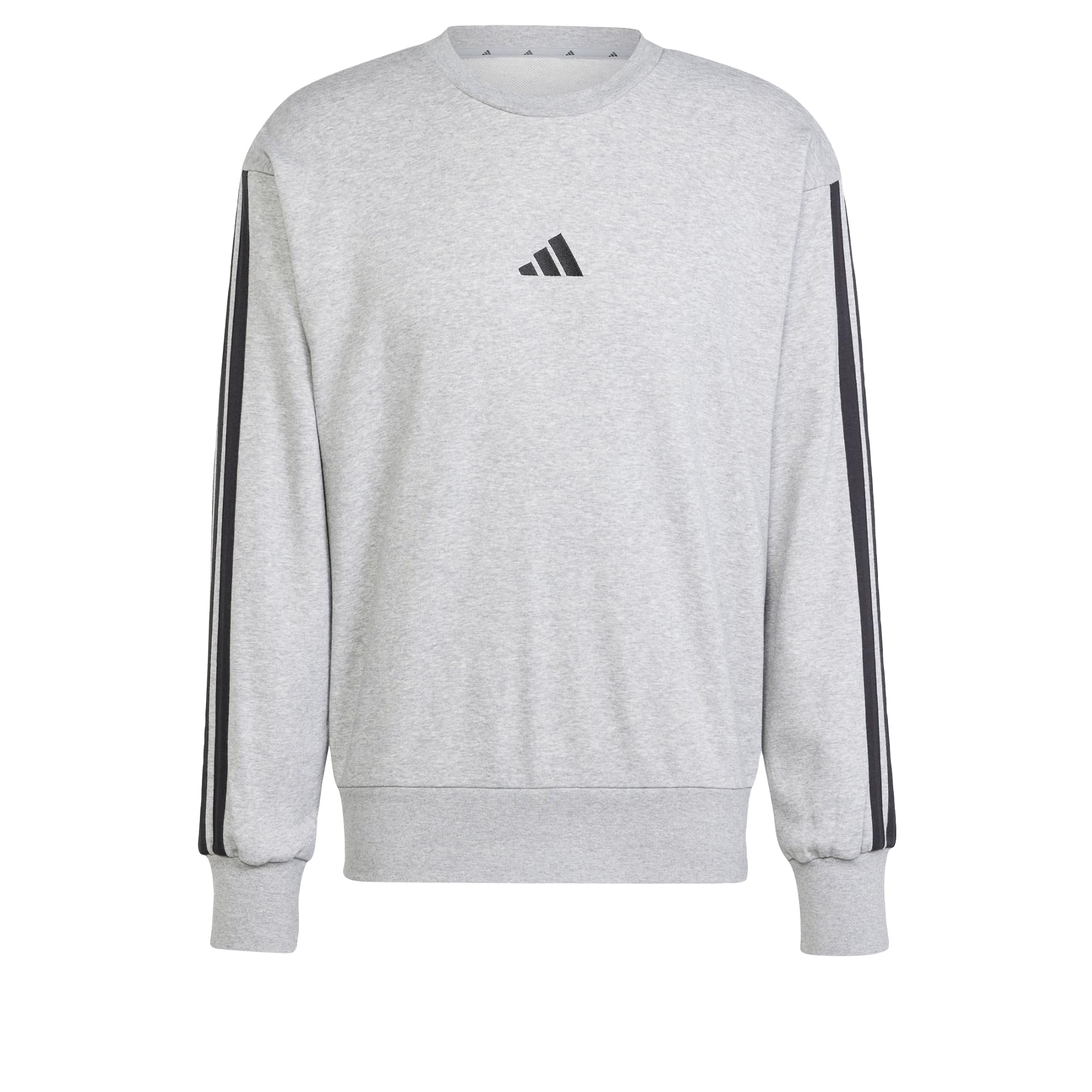 Adidas Men's Essentials 3-Stripes Fleece Sweatshirt - Medgrey/Black - 2XL
