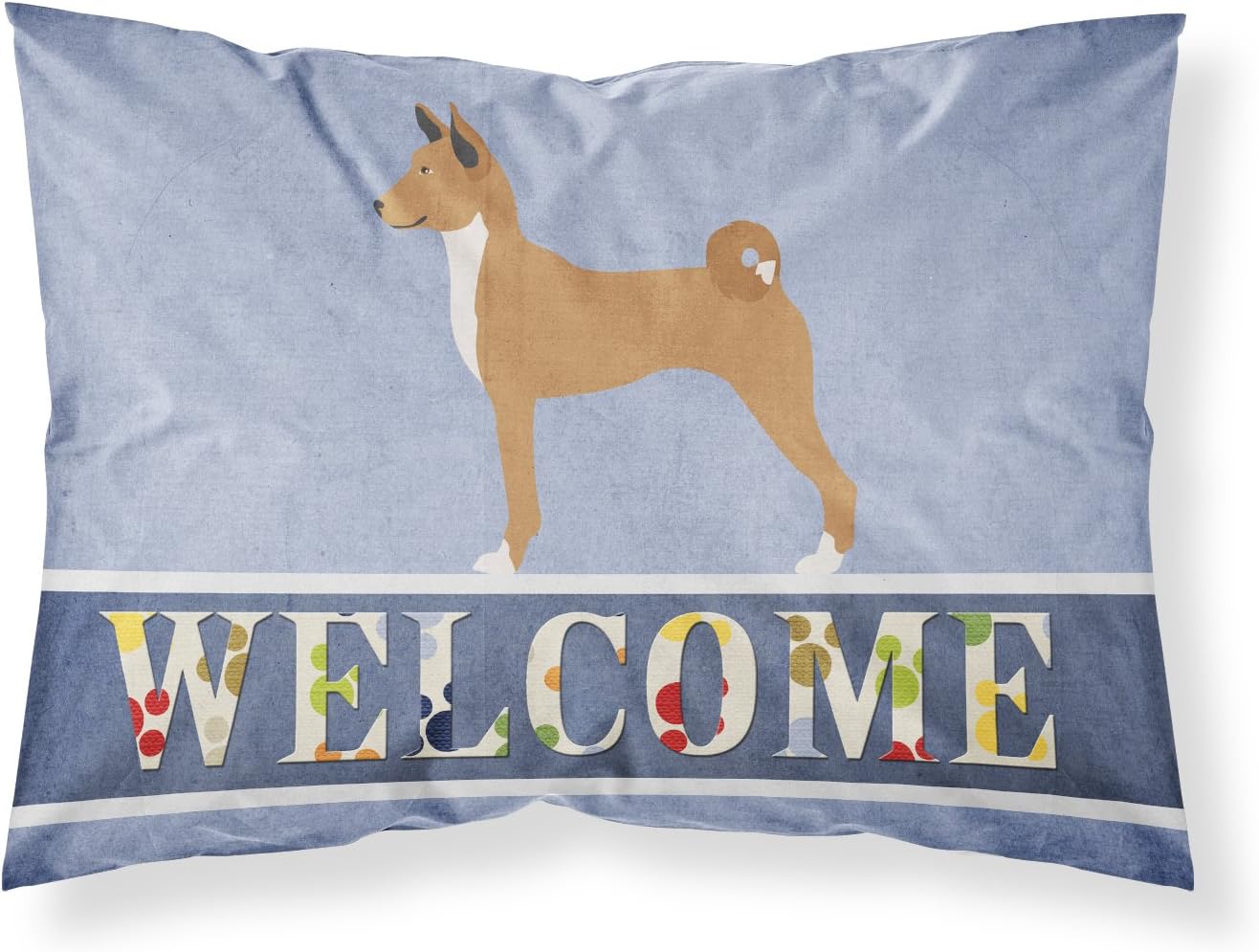 Caroline's Treasures BB8280PILLOWCASE Weimaraner Welcome Fabric Standard Pillowcase, Blue Lightweight Super Soft Easy Care Decorative Artwork Pillowcase, Standard