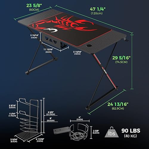 Miniatura 3 de It's_Organized Escritorio para juegos de 47 pulgadas, escritorio para computadora, oficina en casa, escritorio para estudiantes, en forma de X con