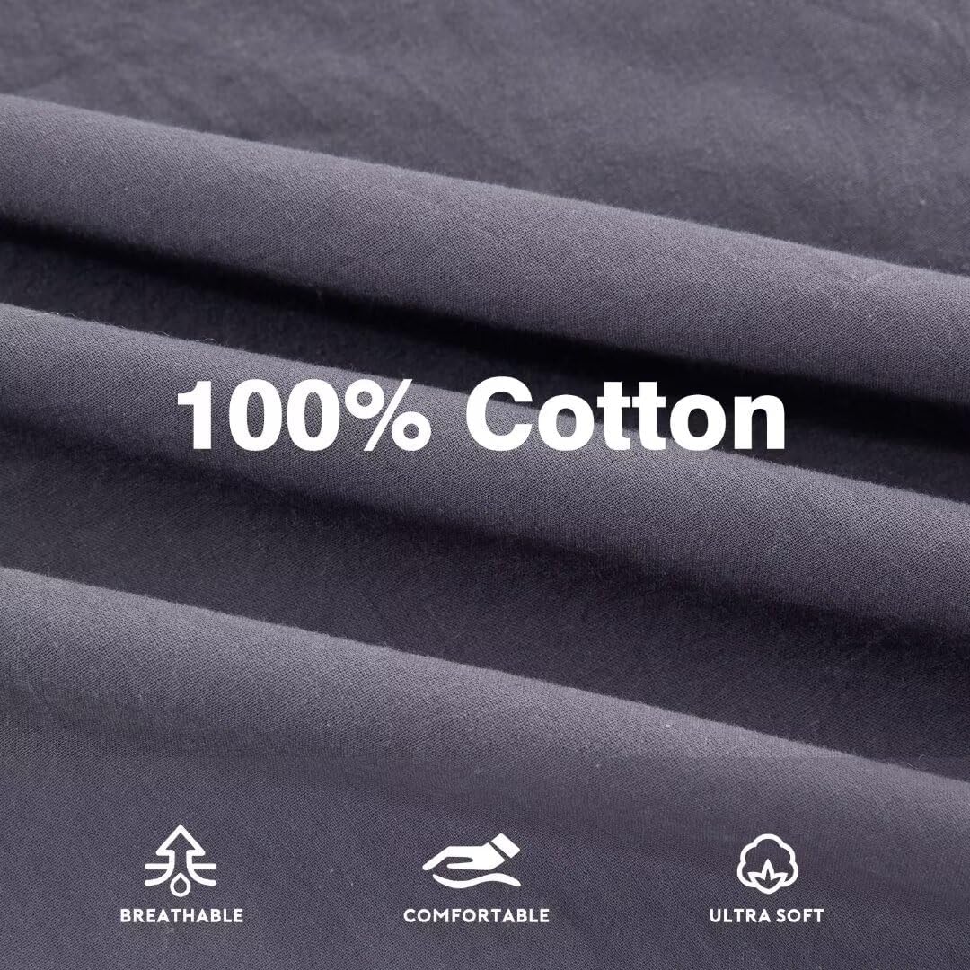 100% Washed Cotton Zippered Futon Cover for Japanese Futon Floor Mattress, Super Soft and Machine Washable