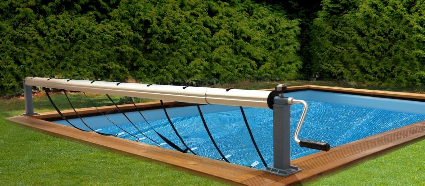Interline Manueller Aufroller für Holz Pool (max. Breite 5.50 m) Sommer/Solar Abdeckungen, Grau