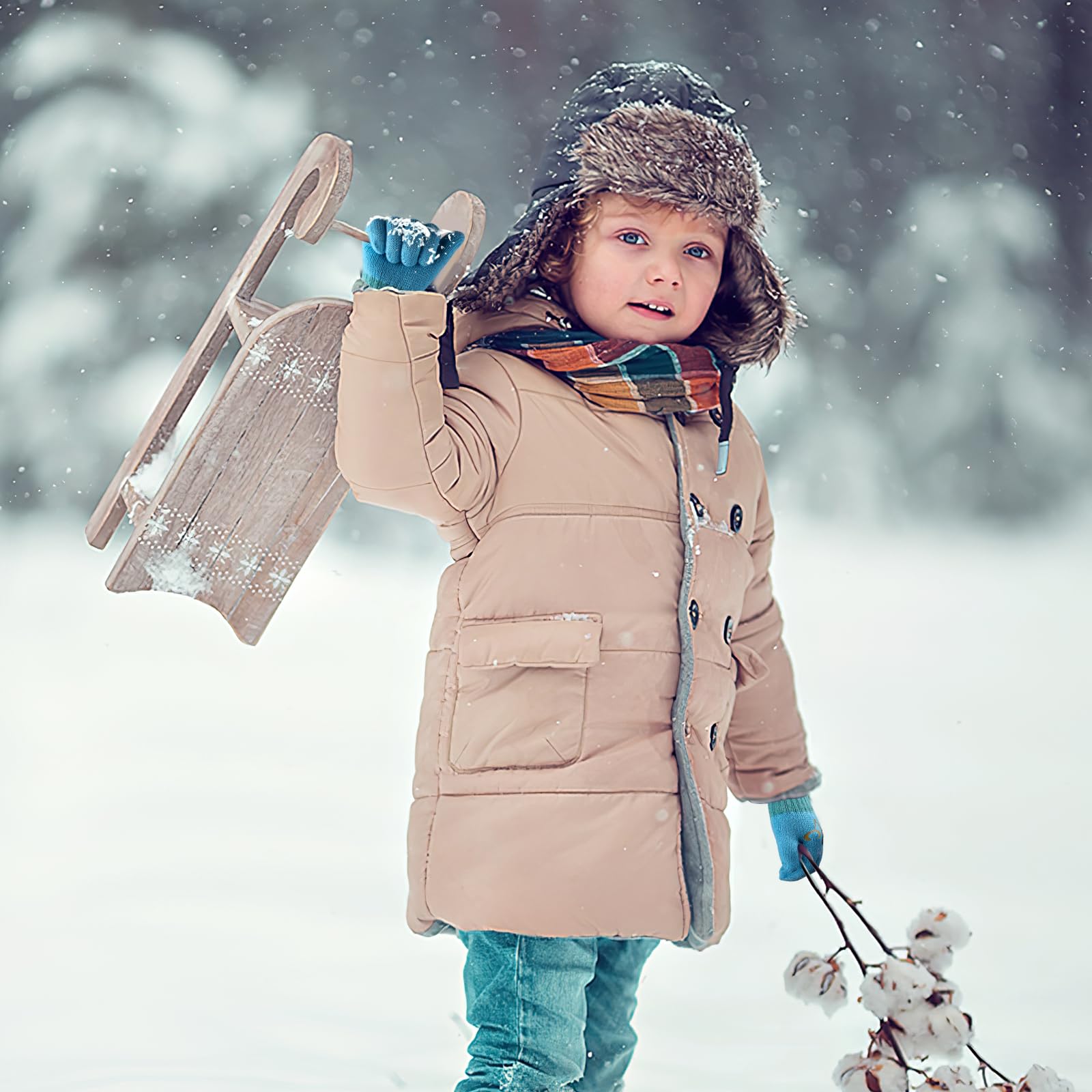 QKURT 6 Pares de Guantes de Punto para Niños Pequeños, Guantes de Invierno a Prueba de frío, Guantes Elásticos de Dedo Completo Unisex con Patrón de Excavadora para Niños de 2 a 4 Años