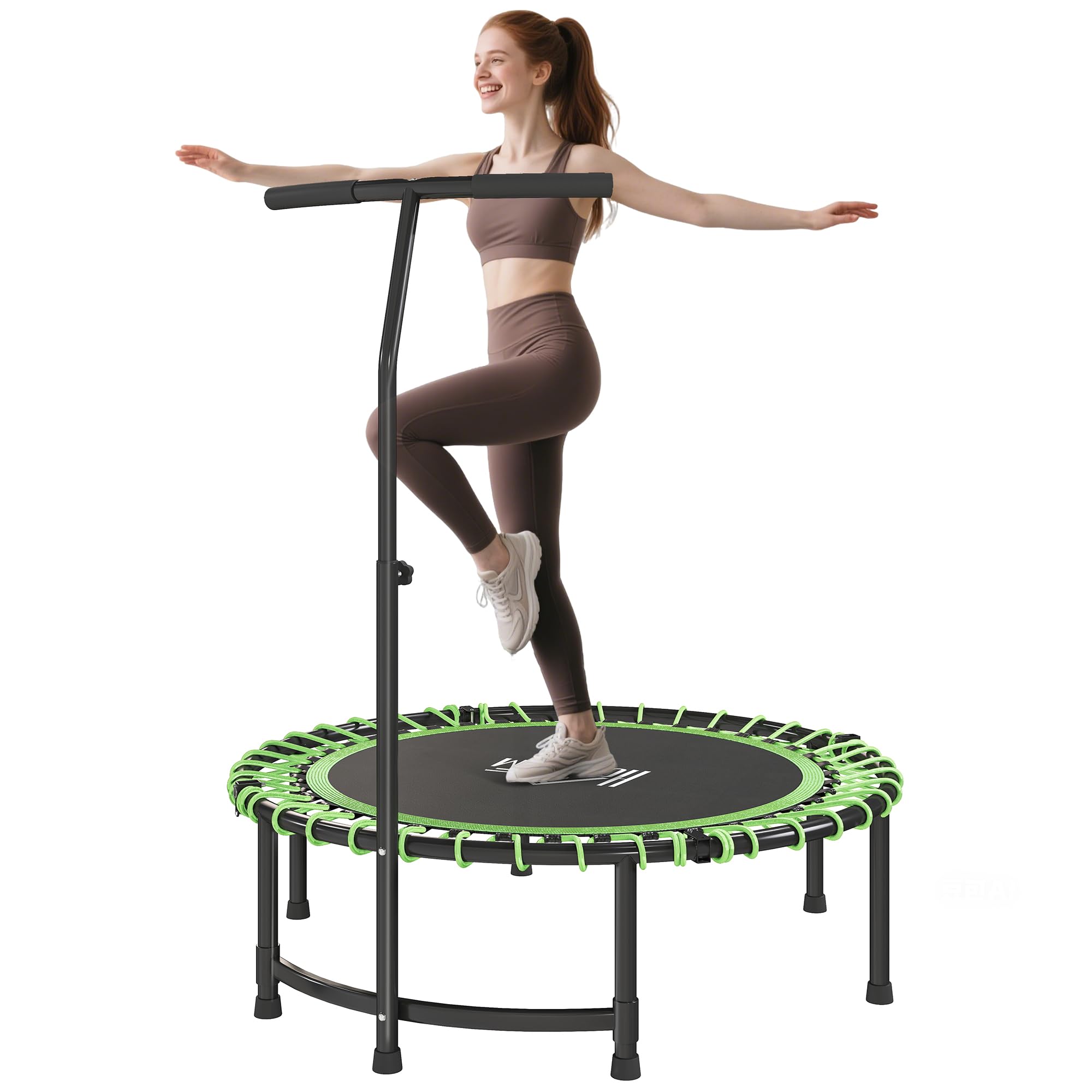 HOMCOM Trampoline Outdoor Bouncer Jumper 3-Level Adjustable Handle - Green