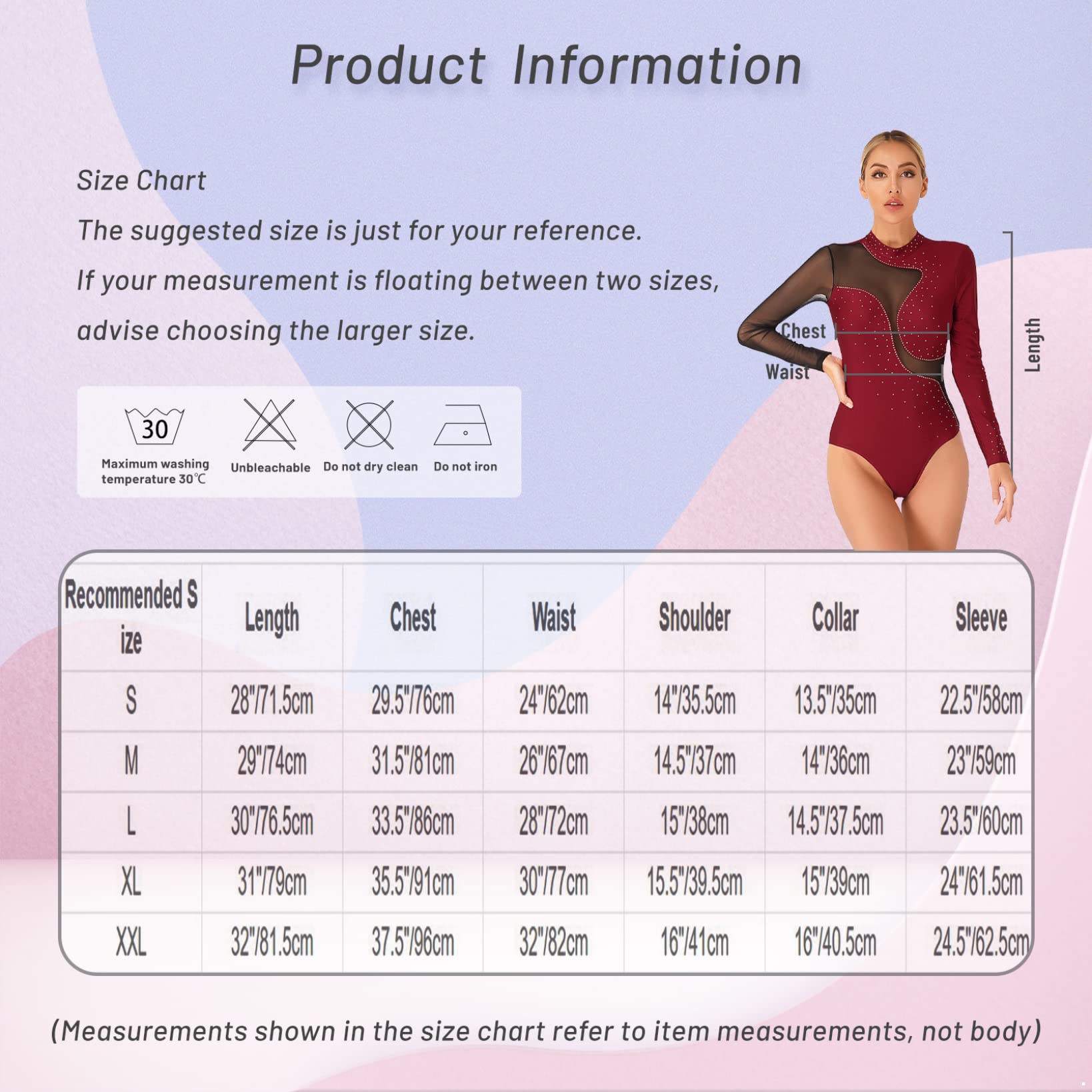 Maillot Gimnasia Ritmica Brillantes Leotardo Ballet Mujer Manga Larga Body Patinaje Artistico Maillot de Danza Clásica Jumpsuit Deportivo Ropa de Ballet