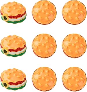Ipotkitt 10pcs Hamburger Shape Metal Enamel Beads Fast Food Beads Burger Handmade Ornaments for DIY Bracelet Keychain Necklace Lanyard Bag Jewelry Making