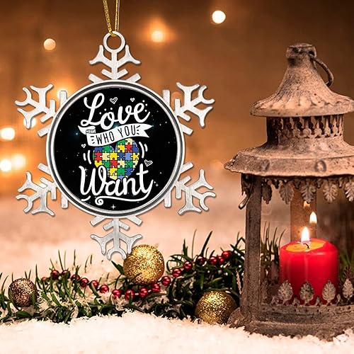 Miniatura 3 de Adorno de árbol de Navidad Love Who You Want Puzzle Autismo, adornos de corazón, conciencia del autismo, decoraciones de Navidad, aceptación de