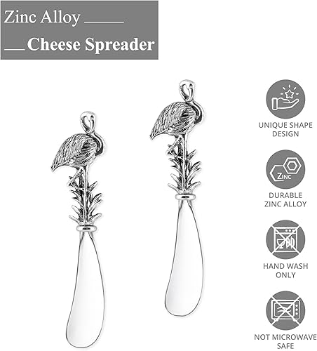 Miniatura 2 de UP ware Juego de 2 cuchillos esparcidores de queso y mantequilla de aleación de zinc (flamenco americano)