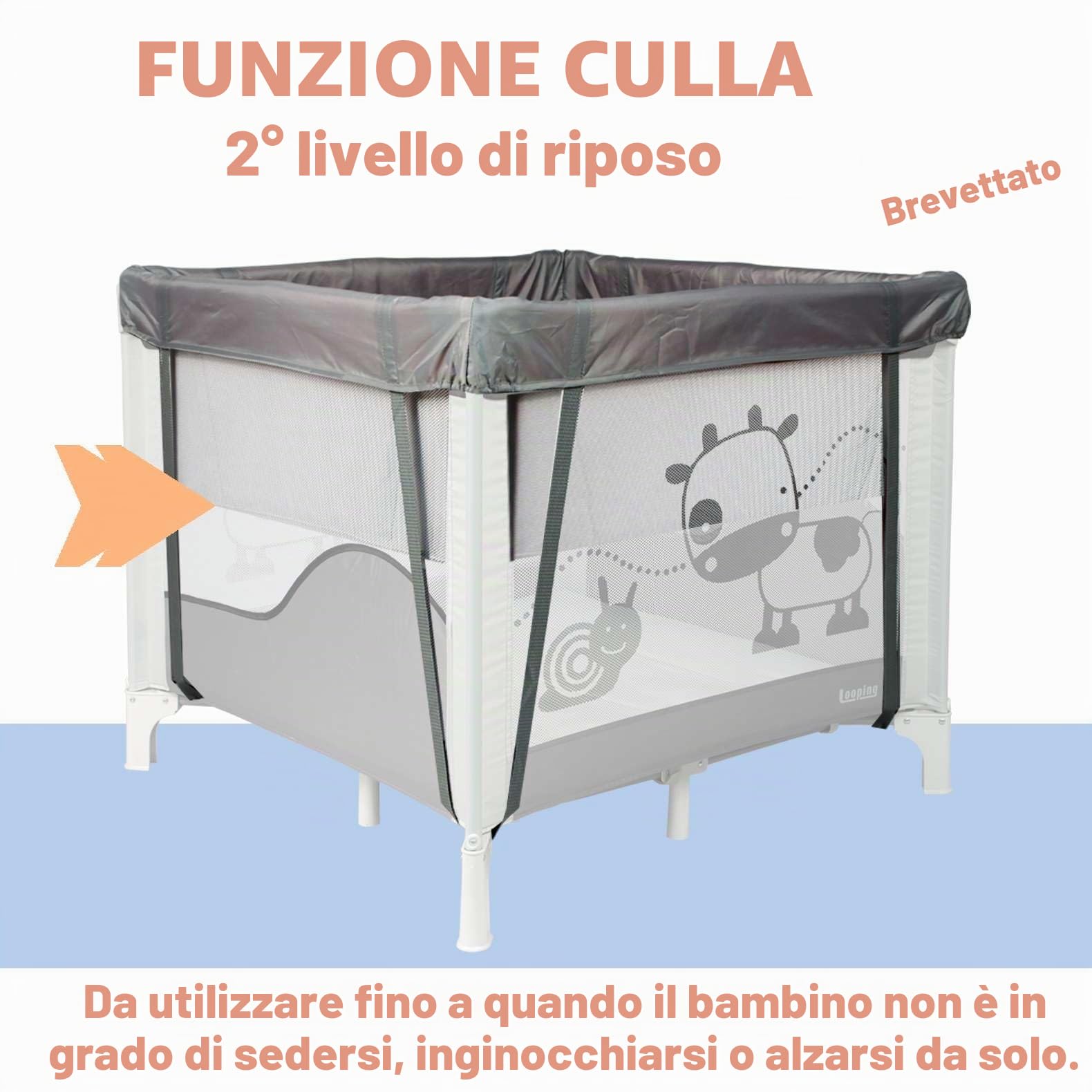 Looping - Parco per bambini pieghevole 90 x 90 cm Black Emotion | Con Alzatore e Regolabile su 2 livelli, Borsa per il trasporto inclusa | Per neonati e bambini fino a 15 kg