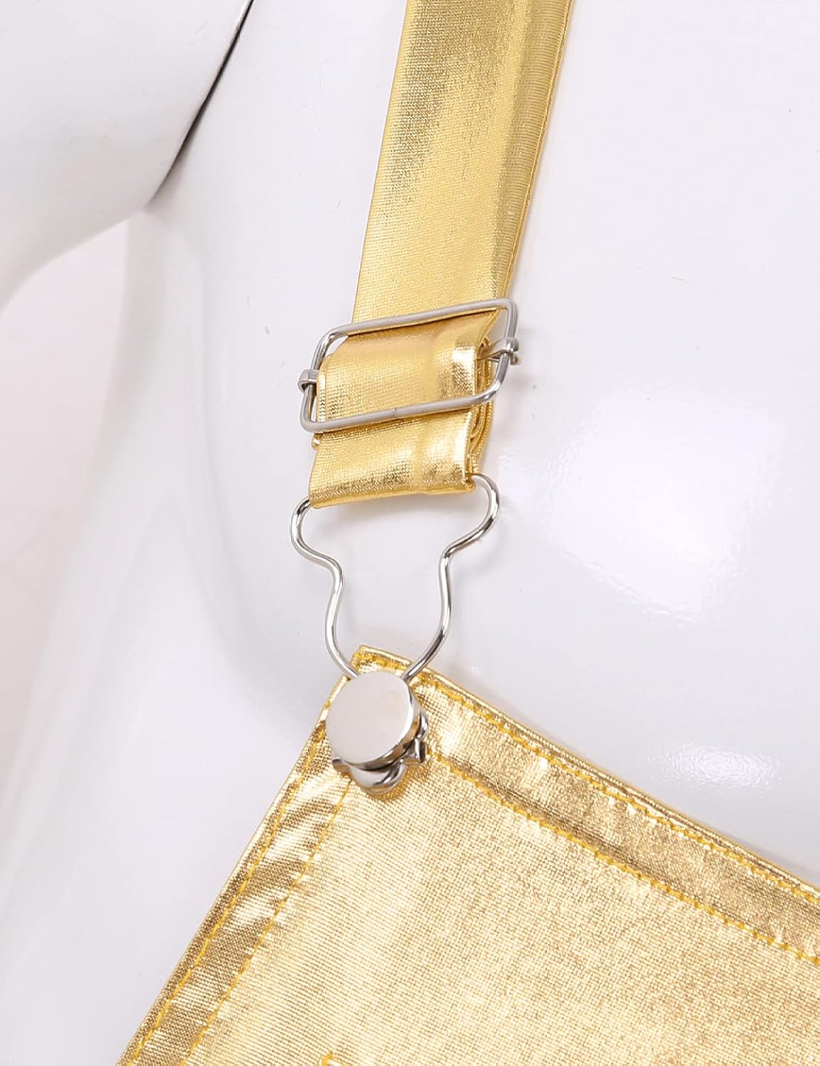 Men's Shiny Metallic Bib Overalls Shorts Relaxed Flexi Bodybuilding Jumpsuit Dungaree Short Jumpsuit Gold Medium
