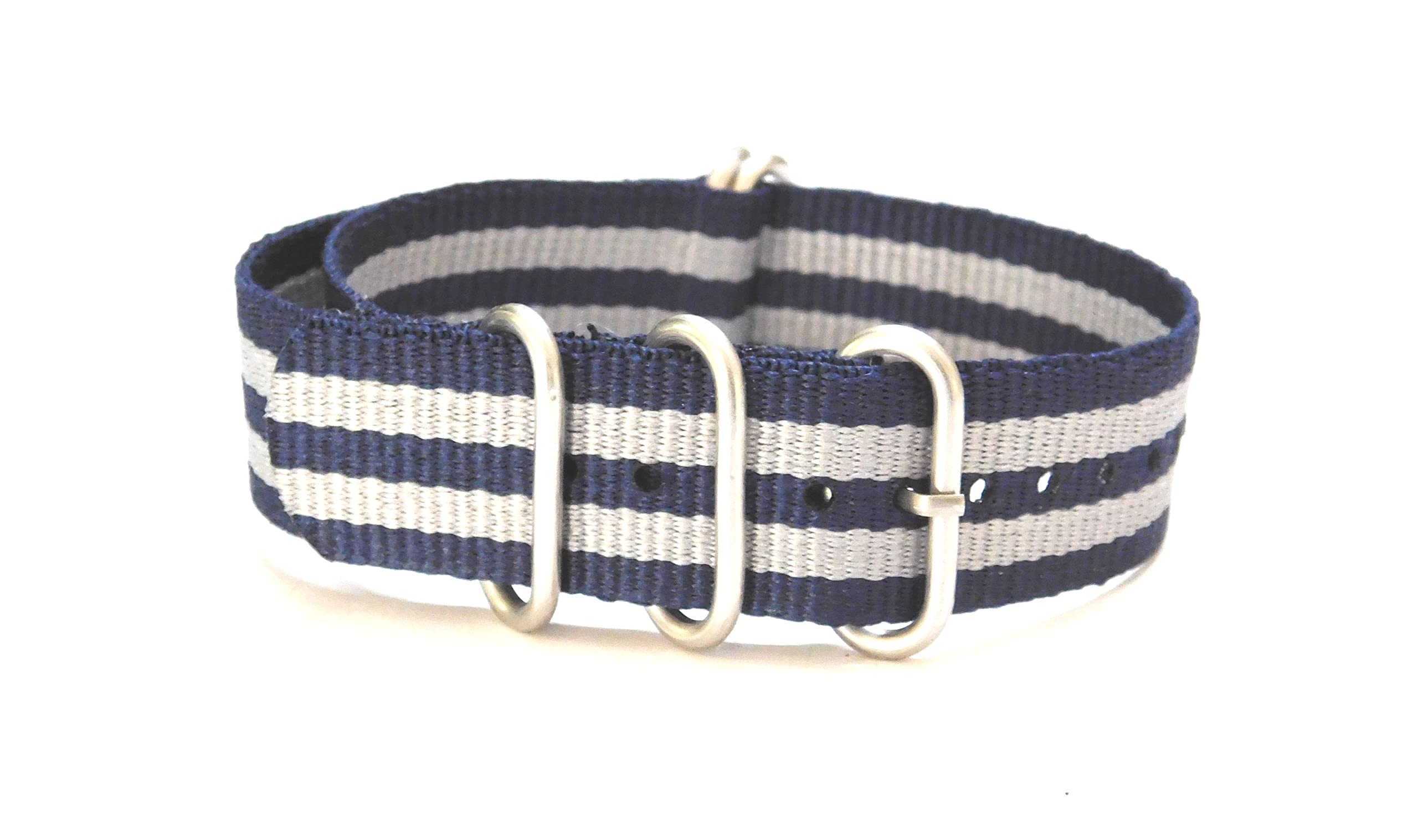 22mm Stech Nylon Nato Zulu Strap For Watch 5 Rings (Dark Blue & Grey) 25cms Length (B07G78V25H) Amazon Price History, Amazon Price Tracker