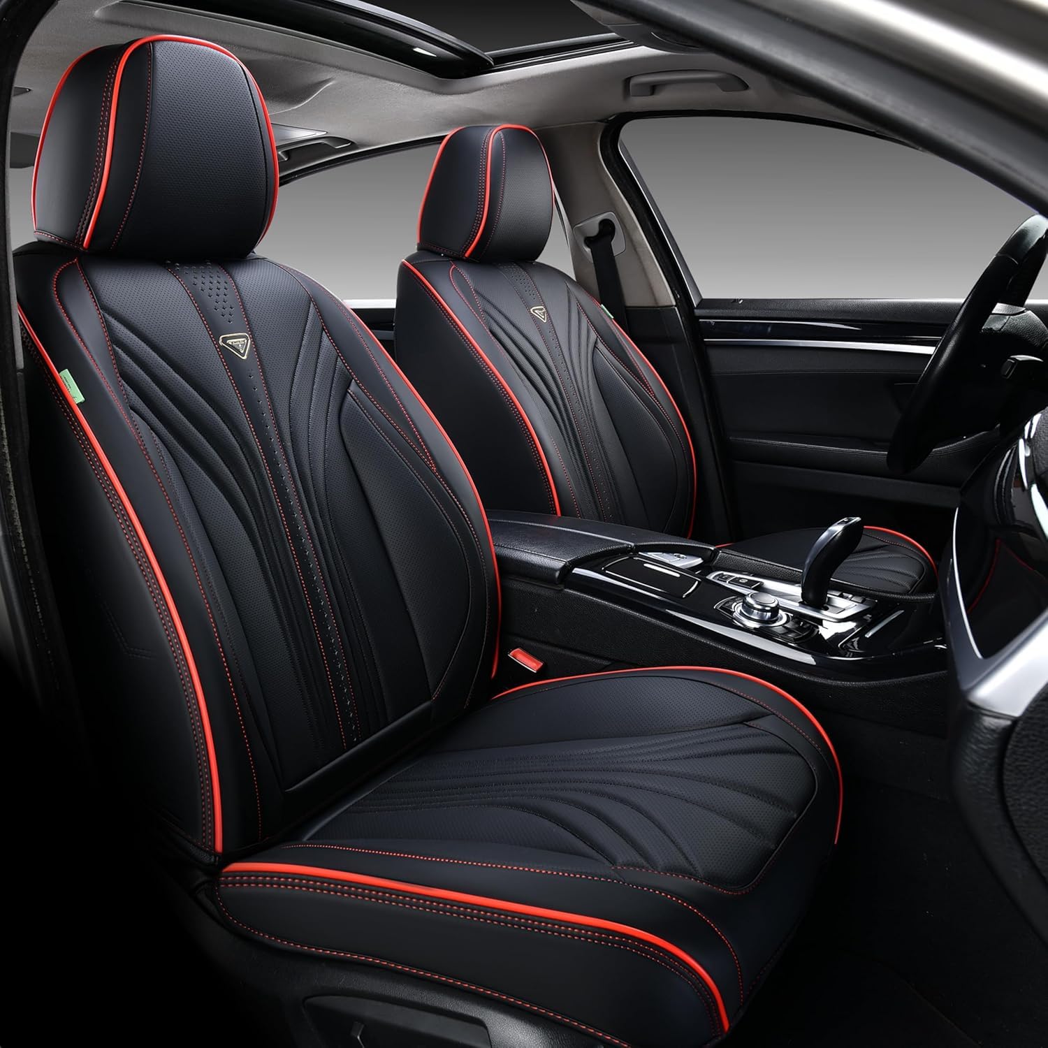 FLORICH Autositzbezüge Set PU Leder Vordersitze und Rückbank, wasserdichte Autositzauflage Universelle Passform für 95% Limousine, SUV, Pickup, Van