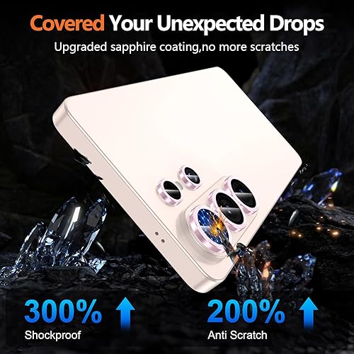 Vista 1298 de para Samsung Galaxy Z Flip 7 Protector de Lente de Cámara, Cubierta de Lente de Vidrio Templado con Anillo de Metal Individual, [Fuerte Adhesión] 1