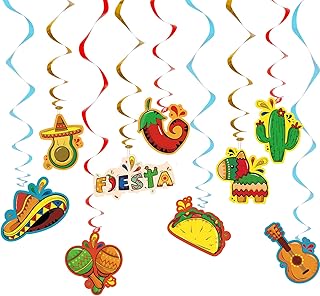 Mexican Fiesta Hanging Swirl - 27 PCS Cinco De Mayo Party Decorations Ceiling Decors Window Door Ornament for Mexico Independence Day Family Dinner Party Taco Themed Party Holiday Party Supplies