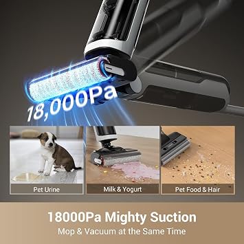 dreame H14 Cordless Vacuum Mop, 180 Lie-Flat Wet Dry Vacuum cleaner, 140F Brush Washing, Fast Hot Air Drying in 5Mins, Smart Hard Floor Cleaner Machine with Powerful Suction, Great for Sticky Messes