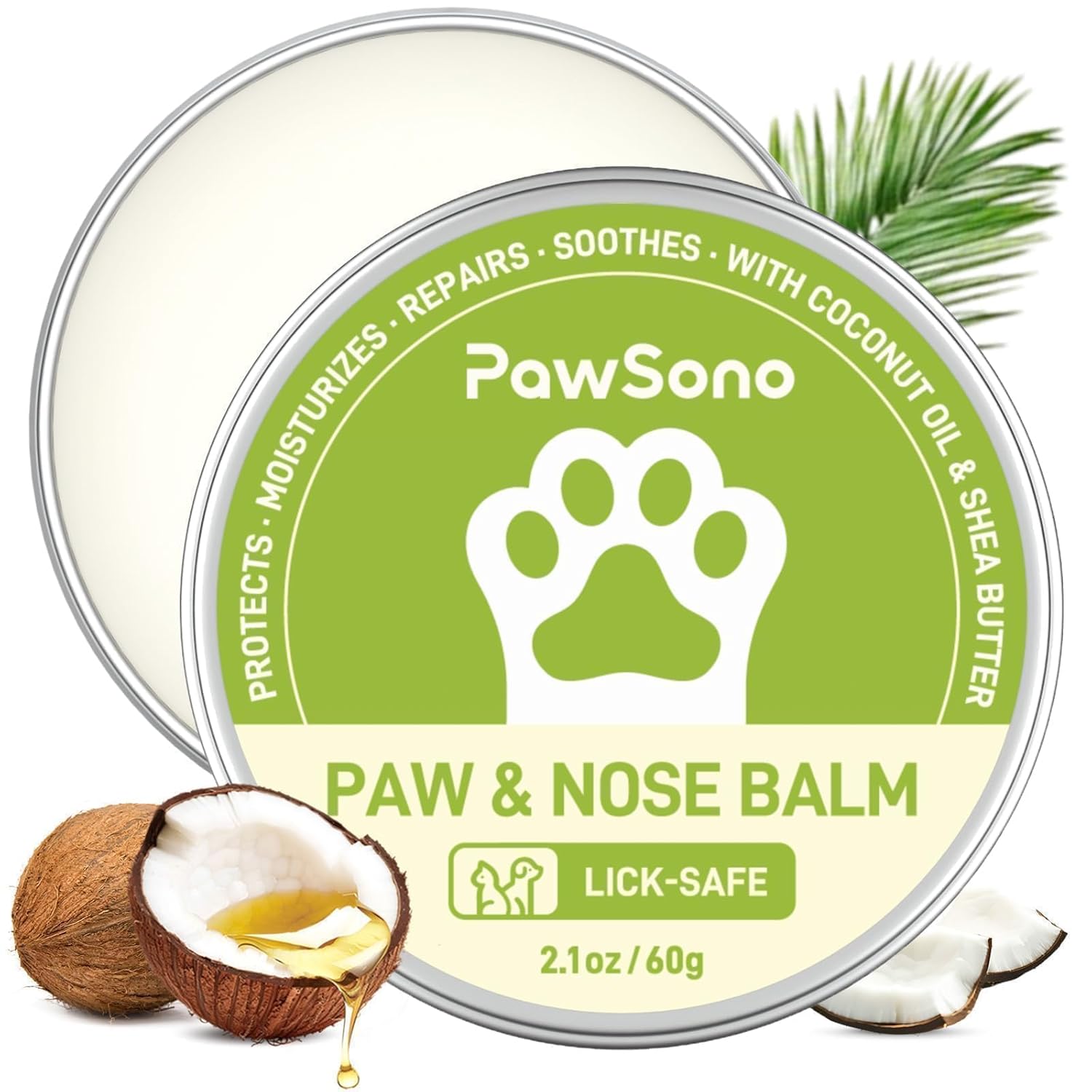 Lick-Safe Dog Paw Nose Balm with Coconut Oil Winter Road Salt Cold Pavement Protector All-Natural Moisturizer Soother for